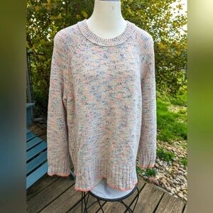 J Jill Pullover Sweater Oatmeal Speckled Cotton Blend, M Tall